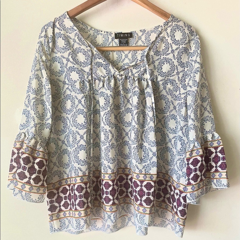 Timing brand blouse. Flowy boho comfortable good quality 100% polyester